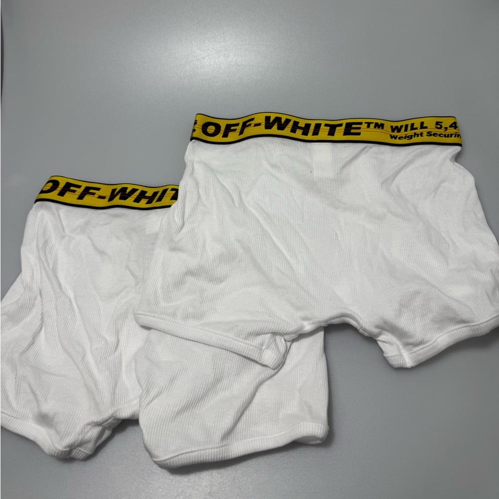 Off-White Stretch Cotton Boxer Briefs White Yellow Two-Pack Men’s Size Small - Picture 5 of 5